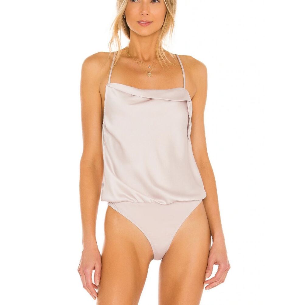 NEW ASTR THE LABEL ~ Spring Champagne Drape Front Cami Bodysuit Size XS
